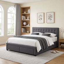 Load image into Gallery viewer, Eleanor Queen Bed Frame with 4 Drawers - Dark Grey