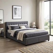 Load image into Gallery viewer, Eleanor Queen Bed Frame with 4 Drawers - Dark Grey