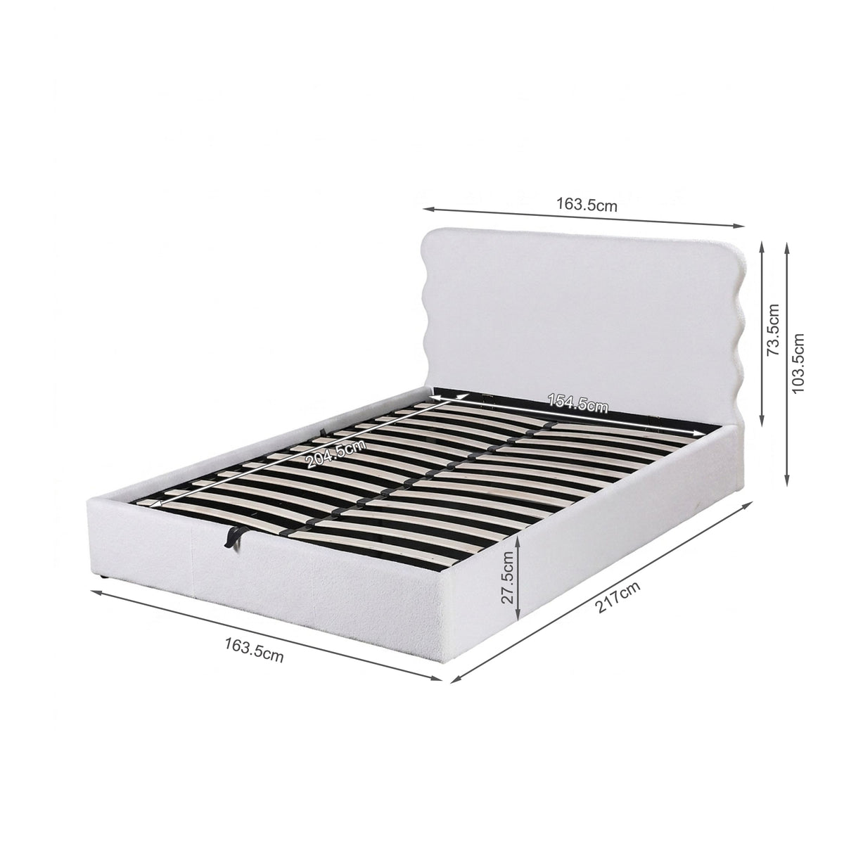 Floria Queen Gas Lift Bed Frame - White