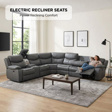 Load image into Gallery viewer, Mandan Electric Recliner Corner Sofa - Grey