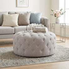 Load image into Gallery viewer, Disk Linen Ottoman - Light Grey