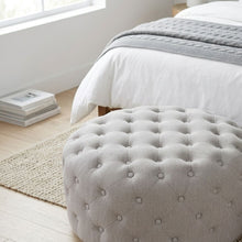 Load image into Gallery viewer, Disk Linen Ottoman - Light Grey