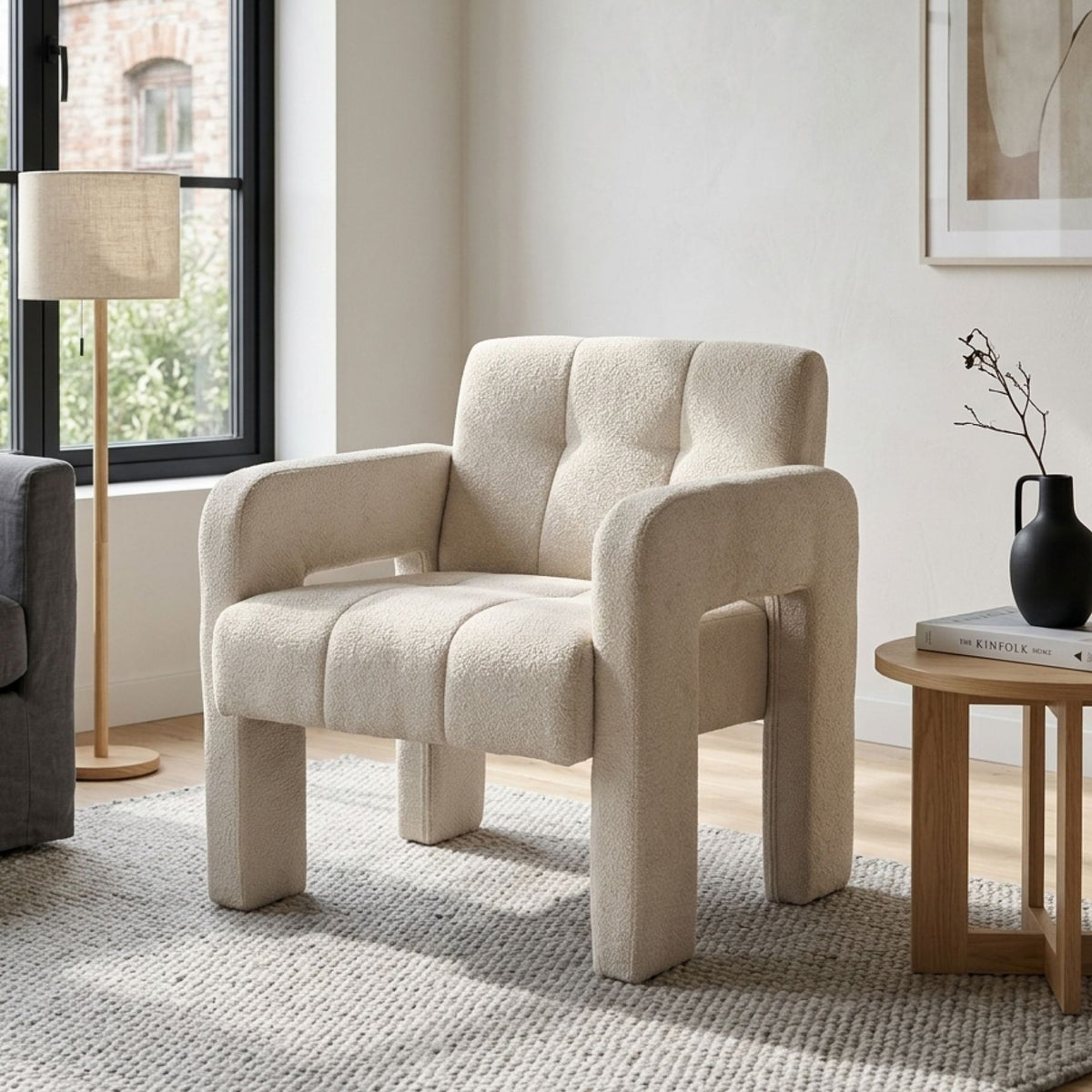 Mocha Chenille Armchair - Light Khaki