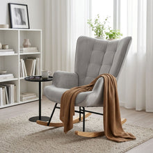 Load image into Gallery viewer, Lull Linen Velvet Rocking Armchair - Slate Grey
