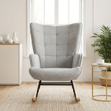 Load image into Gallery viewer, Lull Linen Velvet Rocking Armchair - Slate Grey