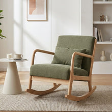 Load image into Gallery viewer, Taru Linen Rocking Armchair - Dark Green