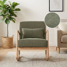 Load image into Gallery viewer, Taru Linen Rocking Armchair - Dark Green