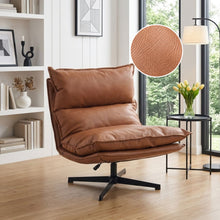 Load image into Gallery viewer, Saro Swivel Armchair with Adjustable Back - Caramel Brown