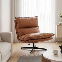 Load image into Gallery viewer, Saro Swivel Armchair with Adjustable Back - Caramel Brown