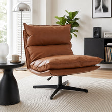 Load image into Gallery viewer, Saro Swivel Armchair with Adjustable Back - Caramel Brown