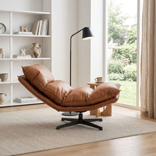 Load image into Gallery viewer, Saro Swivel Armchair with Adjustable Back - Caramel Brown