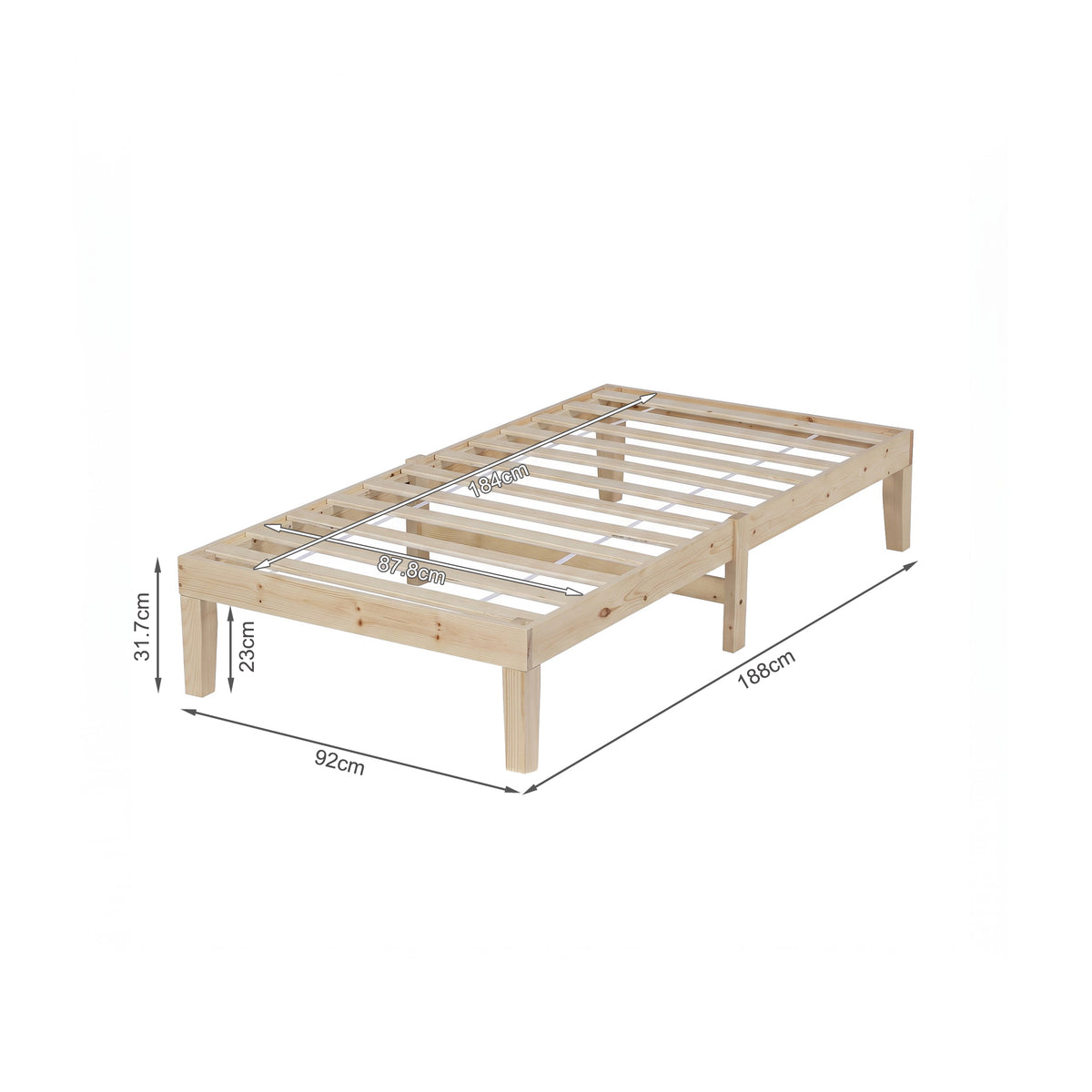 Miro Single Wooden Bed Frame - Natural