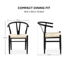 Load image into Gallery viewer, Winter Rope Seat Dining Chair Wishbone Chair Replica - Set of 2 - Black
