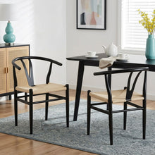 Load image into Gallery viewer, Winter Rope Seat Dining Chair Wishbone Chair Replica - Set of 2 - Black