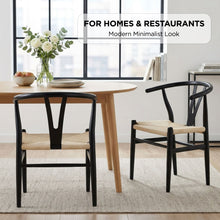 Load image into Gallery viewer, Winter Rope Seat Dining Chair Wishbone Chair Replica - Set of 2 - Black
