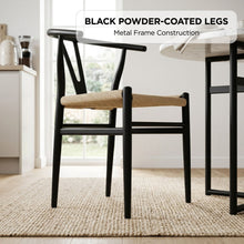 Load image into Gallery viewer, Winter Rope Seat Dining Chair Wishbone Chair Replica - Set of 2 - Black