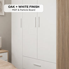 Load image into Gallery viewer, Bram 3 Door Wardrobe Cabinet with 2 Drawers - Oak + White