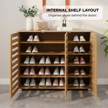 Load image into Gallery viewer, Loma 3 Door Shoe Cabinet Storage Rack - Dark Oak