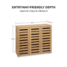 Load image into Gallery viewer, Loma 3 Door Shoe Cabinet Storage Rack - Dark Oak