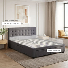 Load image into Gallery viewer, lt11043-eleanor-double-bed-frame-with-4-drawers-dark-grey-2607034