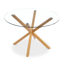Load image into Gallery viewer, Flare Tempered Glass Round Dining Table 120 x 78cm - Transparent + Natural
