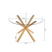 Load image into Gallery viewer, Flare Tempered Glass Round Dining Table 120 x 78cm - Transparent + Natural