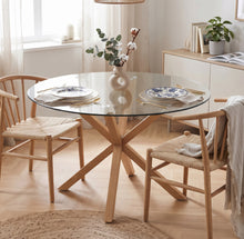 Load image into Gallery viewer, Flare Tempered Glass Round Dining Table 120 x 78cm - Transparent + Natural