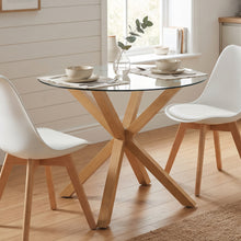Load image into Gallery viewer, Flare Tempered Glass Round Dining Table 100 x 78cm - Transparent + Natural