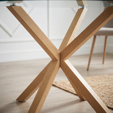 Load image into Gallery viewer, Flare Tempered Glass Round Dining Table 100 x 78cm - Transparent + Natural