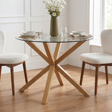 Load image into Gallery viewer, Flare Tempered Glass Round Dining Table 100 x 78cm - Transparent + Natural