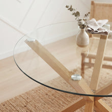 Load image into Gallery viewer, Flare Tempered Glass Round Dining Table 100 x 78cm - Transparent + Natural