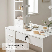 Load image into Gallery viewer, Freesia 2 Piece Dressing Table with Mirror &amp; Stool Set - White