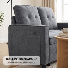 Load image into Gallery viewer, lt10912-kauri-boucle-2-seater-sofa-bed-dark-grey-2607094