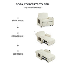 Load image into Gallery viewer, lt10909-mist-1-seater-sofa-bed-with-cup-holder-and-side-tray-cream-2607091