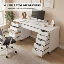 Load image into Gallery viewer, Ennova Rolling Computer Desk with Drawers - White