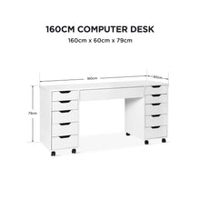 Load image into Gallery viewer, Ennova Rolling Computer Desk with Drawers - White