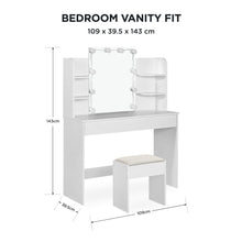Load image into Gallery viewer, Celosia 2 Piece Dressing Table with Mirror &amp; Stool Set - White