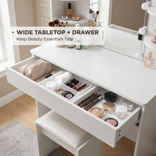 Load image into Gallery viewer, Celosia 2 Piece Dressing Table with Mirror &amp; Stool Set - White