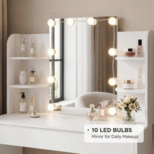 Load image into Gallery viewer, Celosia 2 Piece Dressing Table with Mirror &amp; Stool Set - White