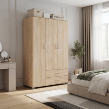 Load image into Gallery viewer, Bram 3 Door Wardrobe Cabinet with 2 Drawers - Oak