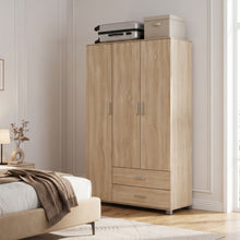 Load image into Gallery viewer, Bram 3 Door Wardrobe Cabinet with 2 Drawers - Oak