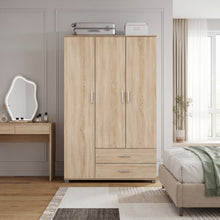 Load image into Gallery viewer, Bram 3 Door Wardrobe Cabinet with 2 Drawers - Oak