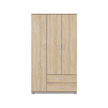 Load image into Gallery viewer, Bram 3 Door Wardrobe Cabinet with 2 Drawers - Oak