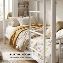 Load image into Gallery viewer, 24350-graid-single-metal-bunk-bed-frame-white-2607215