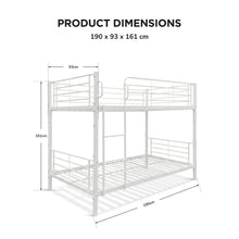 Load image into Gallery viewer, 24350-graid-single-metal-bunk-bed-frame-white-2607213