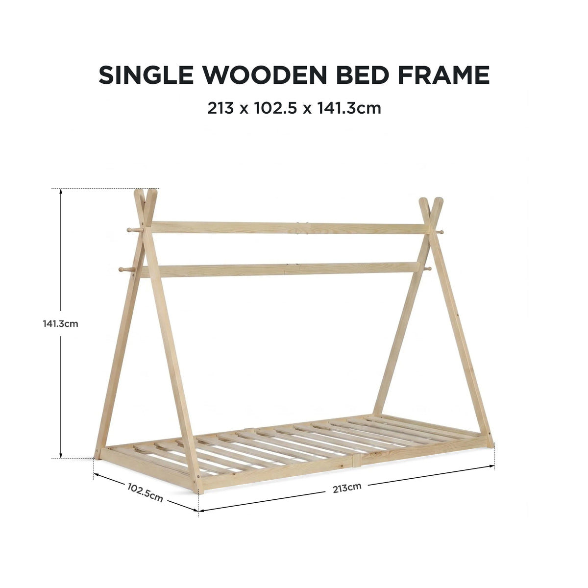 Harbor Single Wooden Bed Frame - Natural