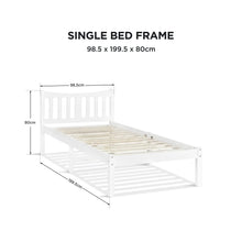 Load image into Gallery viewer, Capra Single Wooden Bed Frame - White