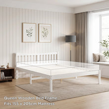 Load image into Gallery viewer, Capra Queen Wooden Bed Frame - White