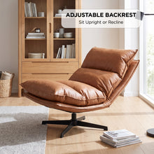 Load image into Gallery viewer, Saro Swivel Armchair with Adjustable Back - Caramel Brown
