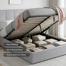 Load image into Gallery viewer, lt11016-calma-queen-gas-lift-bed-frame-light-grey-2607213
